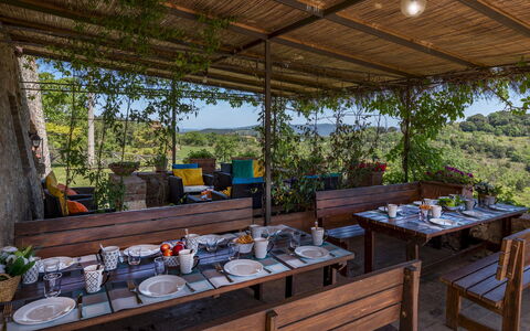 Podere San Ansano 14+2: Meubilair, Tafel, Restaurant, Buitenmeubels, Buitentafel, Stoel, Keuken En Eettafel, Eco Hotel, Voedsel, Schaduw