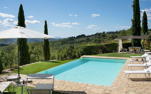 Poggio Novoli 6: Zwembad, Buitenmeubels, Toevlucht, Eco Hotel, Ligstoel, Villa, Landscaping, Flagstone, Binnenplaats