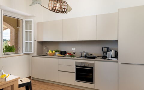 Casolare San Martino 12: Toestel Van De Keuken, Keuken, Countertop, Meubilair, Interieur Ontwerp, Cabinetry, Major Appliance, Flooring, Hout, Huishoudapparatuur