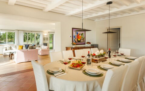 Casale Ombrone 11: Meubilair, Interieur Ontwerp, Tafel, Stoel, Flooring, Plafond, Eetkamer, Hout, Keuken En Eettafel, Kamer