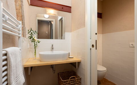 Il Poggione 10: Badkamer, Muur, Loodgieterswerkinrichting, Flooring, Wastafel In De Badkamer, Verdieping, Hout, Interieur Ontwerp, Wastafel, Wc Bril