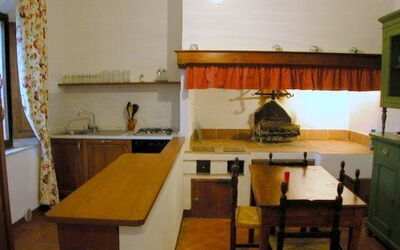 Kitchen and fireplace