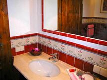 Washbasin with beige granite