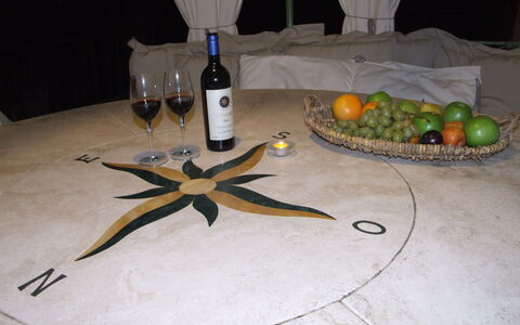 Villa Pineta: Tafel, Tableware, Champagne Stemware, Glas, Glaswerk, Centerpiece, Voedsel